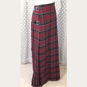 SCOTCH HOUSE Full Length Wool Skirt Tartan Kilt SM